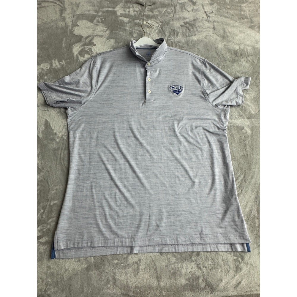 Johnnie-O Featherweight Polo Shirt Mens XL Grey CNU Captains UPF 50 Stretch